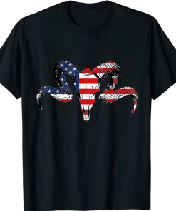 Flag ram skull Tee Shirt