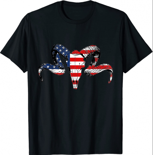 Flag ram skull Tee Shirt