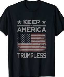 Keep America Trumpless Anti Trump Distressed American Flag 2023 T-Shirt