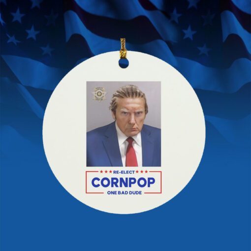 Trump Mugshot Re-Elect Cornpop One Bad Dude Retro Ornament