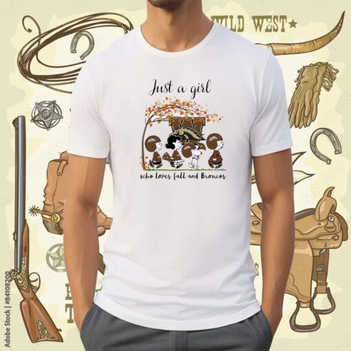 Just A Woman Who Loves Fall And Western Michigan Broncos Peanuts Cartoon Gift Shirts