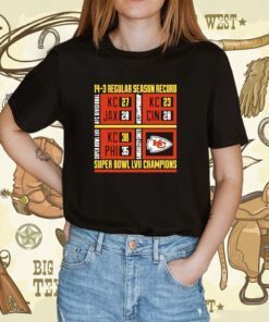 Kansas City Chiefs 14-3 Regular Season Record Super Bowl Lvii Champions Tee Shirt