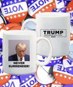 Trump Shares Mugshot Never Surrender Shirt