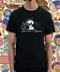 Snoopy Peace Love New York Yankees Tee Shirt