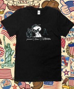 Snoopy Peace Love Oakland Athletics Tee Shirt