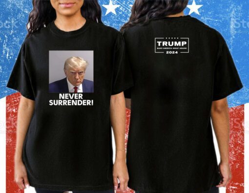 Donald Trump Never Surrender Lady’s Cropped Hoodie TShirt