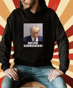 Donald Trump Never Surrender Lady’s Fleece Cropped Hoodie Tee Shirt