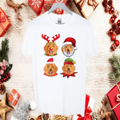 Cute Golden Doodle Christmas, Santa Dog Tee Shirt