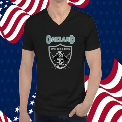 Oakland Who Cares 8 Raiders Skull Retro Shirt