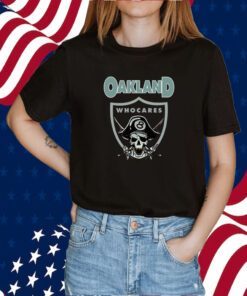 Oakland Who Cares 8 Raiders Skull Retro Shirt