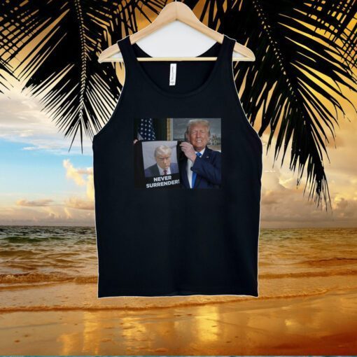 Trump 2024 Shows Off Trump Mugshot Never Surrender Cropped Bra Sleeveless Shirt