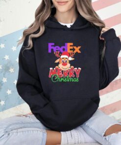 Reindeer Santa FedEx Merry Christmas logo shirt