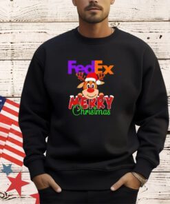 Reindeer Santa FedEx Merry Christmas logo shirt