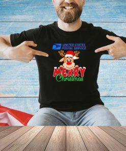 Reindeer Santa USPS United States Postal Service Merry Christmas logo shirt