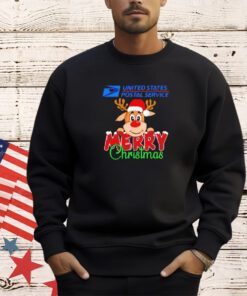 Reindeer Santa USPS United States Postal Service Merry Christmas logo shirt