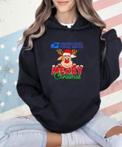 Reindeer Santa USPS United States Postal Service Merry Christmas logo shirt