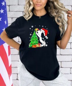 Snoopy Christmas tree with Woodstock funny shirt