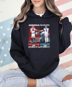 Carson Beck and Jalen Hurts Georgia Bulldogs Philadelphia Eagles on saturdays signatures T-shirt