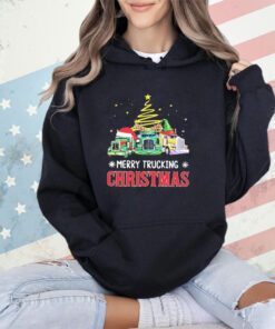 Merry trucking Christmas three truck wearing hat shirt
