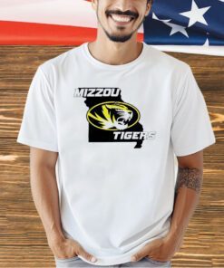 Mizzou Tigers Oval Tiger Head State Outline Gold Sec T-shirt