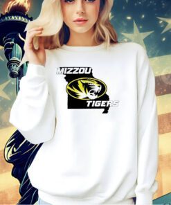 Mizzou Tigers Oval Tiger Head State Outline Gold Sec T-shirt