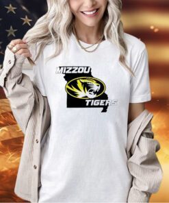 Mizzou Tigers Oval Tiger Head State Outline Gold Sec T-shirt