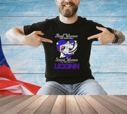 Real women love basketball smart women love the Uconn Connecticut Huskies mascot shirt