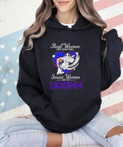 Real women love basketball smart women love the Uconn Connecticut Huskies mascot shirt