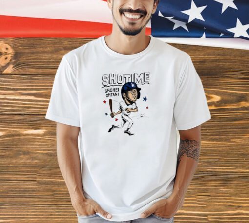 Shohei Ohtani Los Angeles Dodgers homage cartoon signature T-shirt