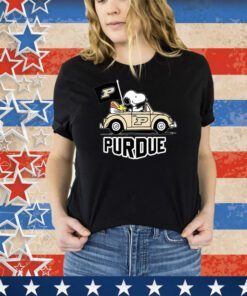 Snoopy and Woodstock Driving Car Purdue Boilermakers TShirts
