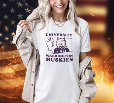 Washington Huskies University of Washington Huskies state shape T-shirt