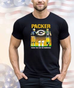 Bart Starr and Aaron Rodgers Green Bay Packers thank you for the memories signatures shirt