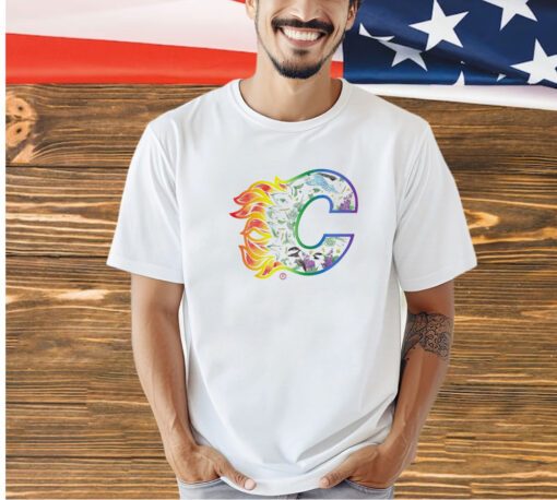 Calgary Flames Pride logo T-shirt