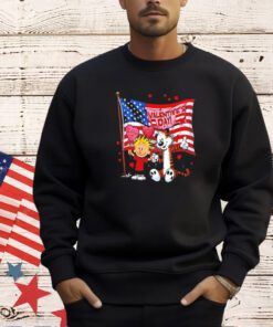 Calvin and Hobbes Valentine’s Day USA flag T-shirt