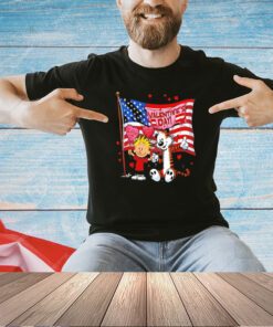 Calvin and Hobbes Valentine’s Day USA flag T-shirt