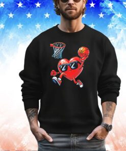 Heart dunking basketball Valentines day shirt