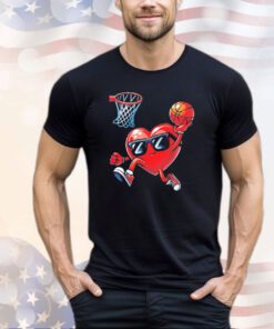 Heart dunking basketball Valentines day shirt