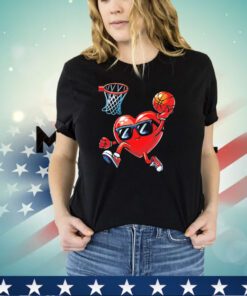 Heart dunking basketball Valentines day shirt