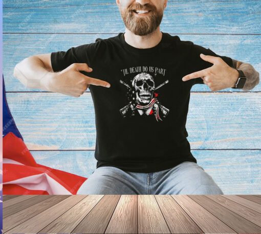 Skull ’til death do us part USA flag T-shirt