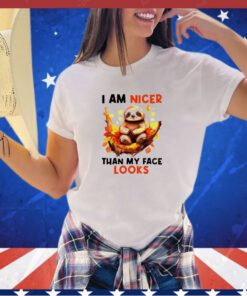 Sloth I am nicer than my face looks shirt