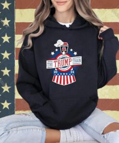 All Aboard the Trump Train 2024 American Flag Anti-Biden Long Sleeve T-Shirt
