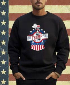 All Aboard the Trump Train 2024 American Flag Anti-Biden Long Sleeve T-Shirt