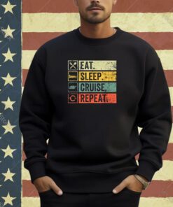 Eat Sleep Cruise Repeat Family Cruise Vacation Retro Vintage T-Shirt