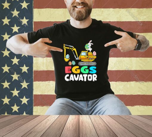 Eggs Cavator Easter Bunny Excavator Toddler Boys Easter Kids T-Shirt