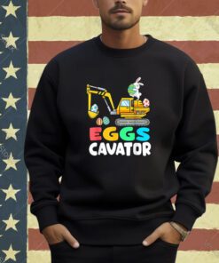 Eggs Cavator Easter Bunny Excavator Toddler Boys Easter Kids T-Shirt