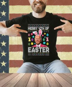 Funny Bunny Joe Biden Merry 4th Of July Happy Easter Day T-Shirt