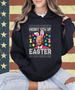 Funny Bunny Joe Biden Merry 4th Of July Happy Easter Day T-Shirt