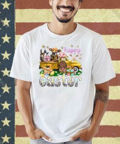 Happy Easter Day Vintage Truck With Farm Animals Gifts T-Shirt