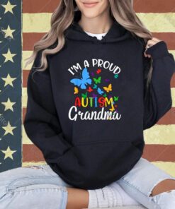 I m A Proud Autism Grandma Butterflies Autism Awareness T-Shirt