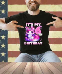 It's My 6th Birthday Unicorn Girls Teens Funny Cat Lover T-Shirt